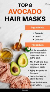 Homemade avocado hair mask application